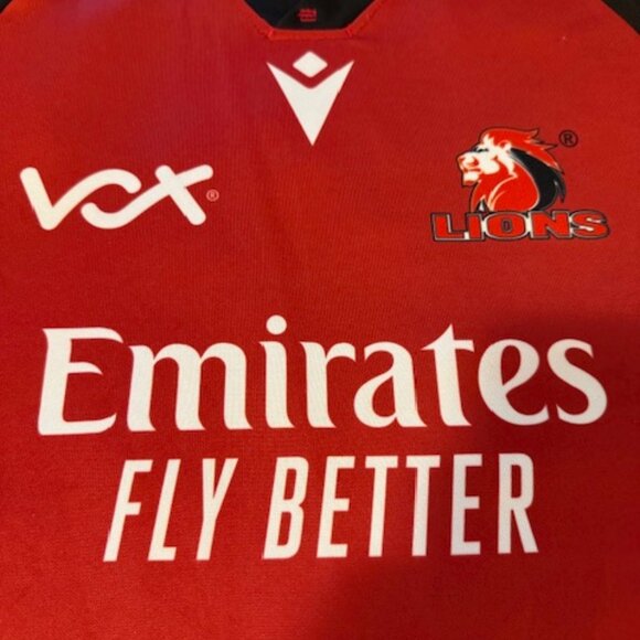 Emirates Lions Rugby Macron Jersey - Size L - Excellent Condition - Picture 6 of 8